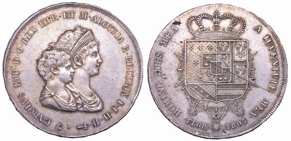 FIRENZE. CARLO LUDOVICO DI BORBONE, 1803-1807. Dena 1807.  - Asta Numismatica - Associazione Nazionale - Case d'Asta italiane