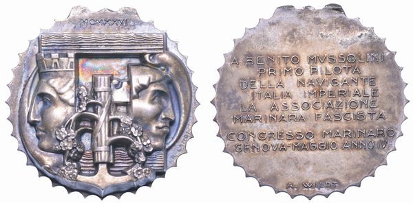 GENOVA. ADOLFO WILDT. Medaglia 1926/A. IV. Per il Congresso Marinaro di maggio.  - Asta Numismatica - Associazione Nazionale - Case d'Asta italiane