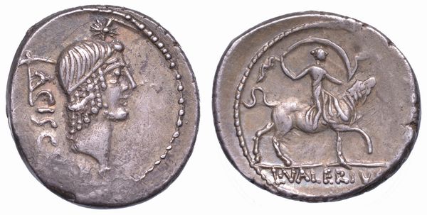 VALERIA. L. Valerius Acisculus, anno 45 a.C. Denario.  - Asta Numismatica - Associazione Nazionale - Case d'Asta italiane