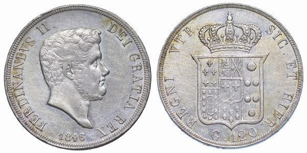 NAPOLI. FERDINANDO II DI BORBONE, 1830-1859. Piastra da 120 Grana 1846.  - Asta Numismatica - Associazione Nazionale - Case d'Asta italiane