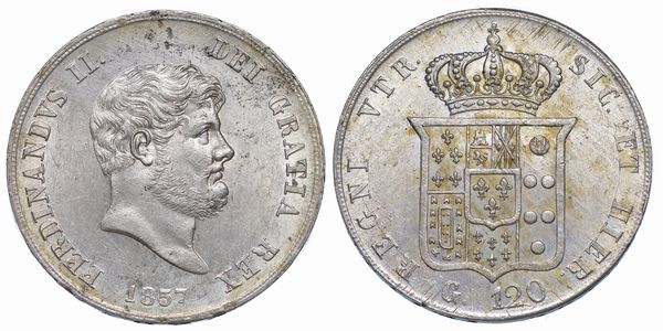 NAPOLI. FERDINANDO II DI BORBONE, 1830-1859. Piastra da 120 Grana 1857.  - Asta Numismatica - Associazione Nazionale - Case d'Asta italiane