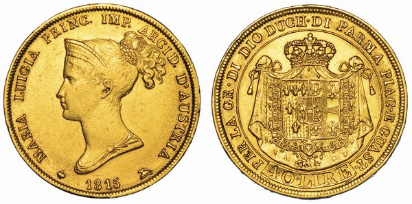 PARMA. MARIA LUIGIA D'AUSTRIA, 1815-1847. 40 Lire 1815.  - Asta Numismatica - Associazione Nazionale - Case d'Asta italiane