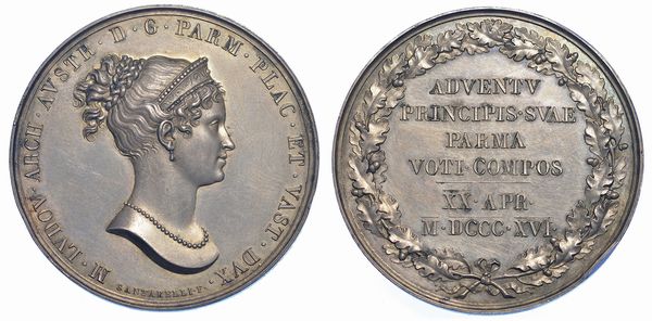 PARMA. MARIA LUIGIA D'AUSTRIA, 1815-1847. Medaglia in argento 1816. Ingresso di Maria Luigia in citt.  - Asta Numismatica - Associazione Nazionale - Case d'Asta italiane