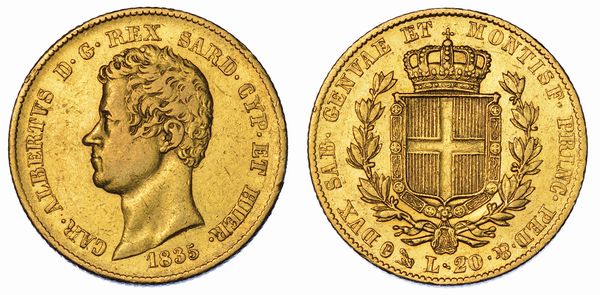 REGNO DI SARDEGNA. CARLO ALBERTO DI SAVOIA, 1831-1849. 20 Lire 1835. Genova.  - Asta Numismatica - Associazione Nazionale - Case d'Asta italiane