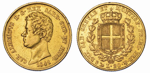 REGNO DI SARDEGNA. CARLO ALBERTO DI SAVOIA, 1831-1849. 20 Lire 1841. Genova.  - Asta Numismatica - Associazione Nazionale - Case d'Asta italiane