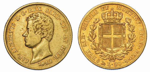 REGNO DI SARDEGNA. CARLO ALBERTO DI SAVOIA, 1831-1849. 20 Lire 1842. Genova.  - Asta Numismatica - Associazione Nazionale - Case d'Asta italiane