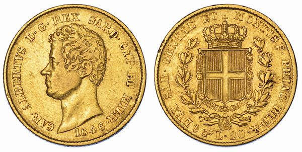 REGNO DI SARDEGNA. CARLO ALBERTO DI SAVOIA, 1831-1849. 20 Lire 1846. Torino.  - Asta Numismatica - Associazione Nazionale - Case d'Asta italiane