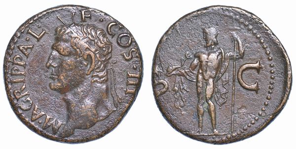 AGRIPPA, + 12 d.C. Asse, dopo il 37. Roma.  - Asta Numismatica - Associazione Nazionale - Case d'Asta italiane