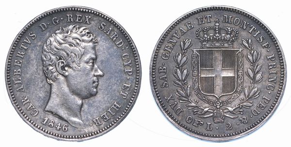 REGNO DI SARDEGNA. CARLO ALBERTO DI SAVOIA, 1831-1849. 2 Lire 1846. Torino.  - Asta Numismatica - Associazione Nazionale - Case d'Asta italiane