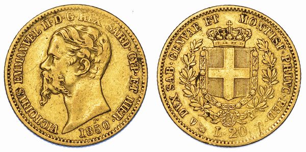 REGNO DI SARDEGNA. VITTORIO EMANUELE II DI SAVOIA, 1849-1861. 20 Lire 1850. Genova.  - Asta Numismatica - Associazione Nazionale - Case d'Asta italiane