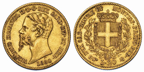 REGNO DI SARDEGNA. VITTORIO EMANUELE II DI SAVOIA, 1849-1861. 20 Lire 1850. Torino.  - Asta Numismatica - Associazione Nazionale - Case d'Asta italiane