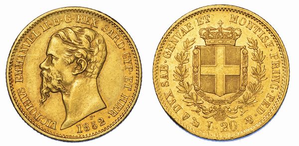 REGNO DI SARDEGNA. VITTORIO EMANUELE II DI SAVOIA, 1849-1861. 20 Lire 1852. Genova.  - Asta Numismatica - Associazione Nazionale - Case d'Asta italiane