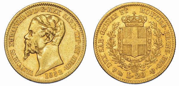 REGNO DI SARDEGNA. VITTORIO EMANUELE II DI SAVOIA, 1849-1861. 20 Lire 1852. Genova.  - Asta Numismatica - Associazione Nazionale - Case d'Asta italiane