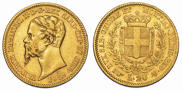 REGNO DI SARDEGNA. VITTORIO EMANUELE II DI SAVOIA, 1849-1861. 20 Lire 1852. Torino.  - Asta Numismatica - Associazione Nazionale - Case d'Asta italiane