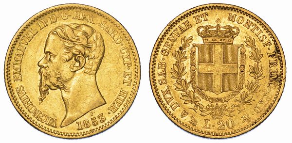 REGNO DI SARDEGNA. VITTORIO EMANUELE II DI SAVOIA, 1849-1861. 20 Lire 1853. Genova.  - Asta Numismatica - Associazione Nazionale - Case d'Asta italiane