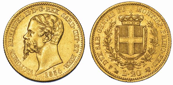 REGNO DI SARDEGNA. VITTORIO EMANUELE II DI SAVOIA, 1849-1861. 20 Lire 1854. Genova.  - Asta Numismatica - Associazione Nazionale - Case d'Asta italiane