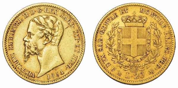 REGNO DI SARDEGNA. VITTORIO EMANUELE II DI SAVOIA, 1849-1861. 20 Lire 1854. Genova.  - Asta Numismatica - Associazione Nazionale - Case d'Asta italiane