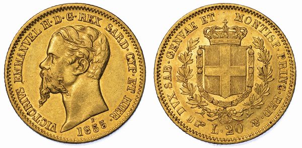 REGNO DI SARDEGNA. VITTORIO EMANUELE II DI SAVOIA, 1849-1861. 20 lire 1855. Torino.  - Asta Numismatica - Associazione Nazionale - Case d'Asta italiane