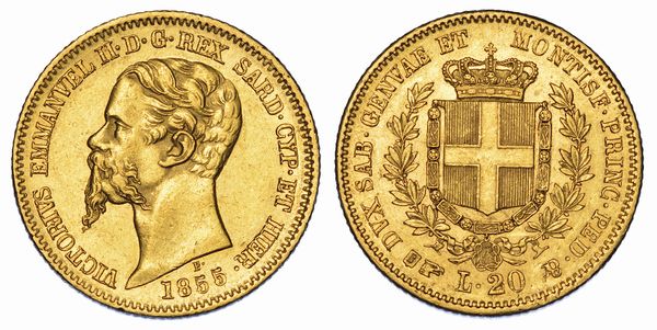 REGNO DI SARDEGNA. VITTORIO EMANUELE II DI SAVOIA, 1849-1861. 20 Lire 1855. Torino.  - Asta Numismatica - Associazione Nazionale - Case d'Asta italiane