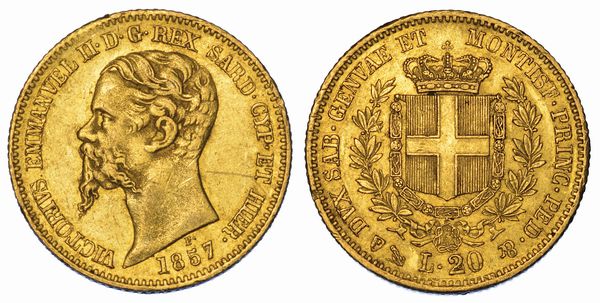 REGNO DI SARDEGNA. VITTORIO EMANUELE II DI SAVOIA, 1849-1861. 20 Lire 1857. Genova.  - Asta Numismatica - Associazione Nazionale - Case d'Asta italiane