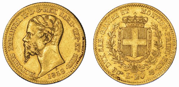 REGNO DI SARDEGNA. VITTORIO EMANUELE II DI SAVOIA, 1849-1861. 20 Lire 1858. Torino.  - Asta Numismatica - Associazione Nazionale - Case d'Asta italiane