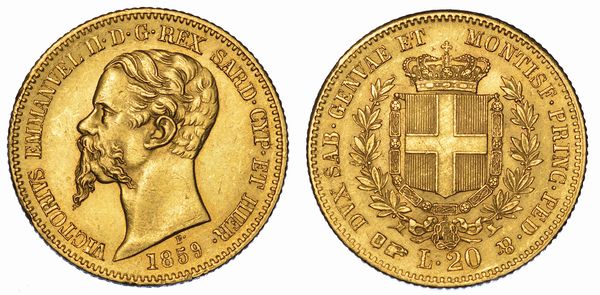 REGNO DI SARDEGNA. VITTORIO EMANUELE II DI SAVOIA, 1849-1861. 20 Lire 1859. Torino.  - Asta Numismatica - Associazione Nazionale - Case d'Asta italiane