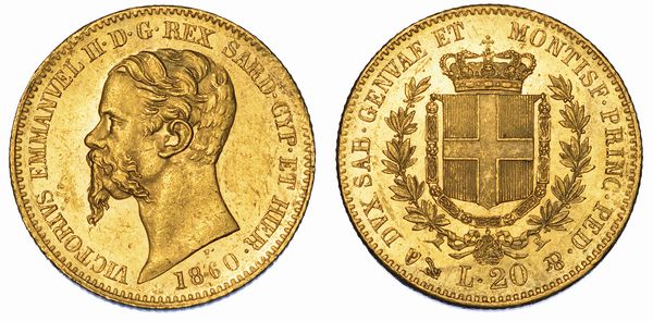 REGNO DI SARDEGNA. VITTORIO EMANUELE II DI SAVOIA, 1849-1861. 20 Lire 1860. Genova.  - Asta Numismatica - Associazione Nazionale - Case d'Asta italiane