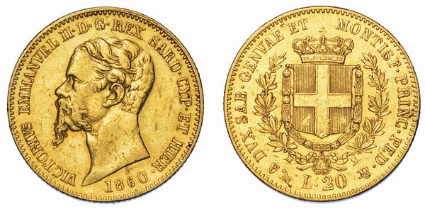 REGNO DI SARDEGNA. VITTORIO EMANUELE II DI SAVOIA, 1849-1861. 20 Lire 1860. Genova.  - Asta Numismatica - Associazione Nazionale - Case d'Asta italiane