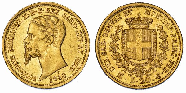 REGNO DI SARDEGNA. VITTORIO EMANUELE II DI SAVOIA, 1849-1861. 20 Lire 1860. Milano.  - Asta Numismatica - Associazione Nazionale - Case d'Asta italiane