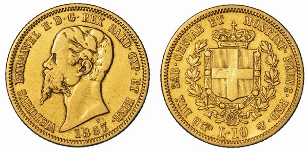 REGNO DI SARDEGNA. VITTORIO EMANUELE II DI SAVOIA, 1849-1861. 10 Lire 1857. Torino.  - Asta Numismatica - Associazione Nazionale - Case d'Asta italiane