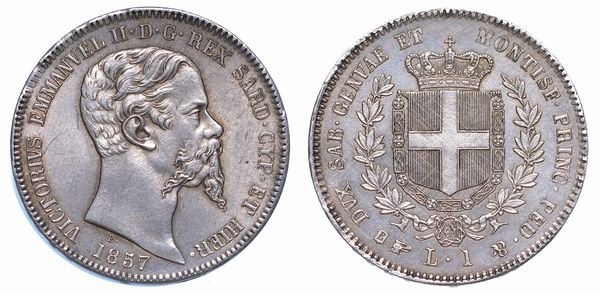 REGNO DI SARDEGNA. VITTORIO EMANUELE II DI SAVOIA, 1849-1861. Lira 1857. Torino.  - Asta Numismatica - Associazione Nazionale - Case d'Asta italiane