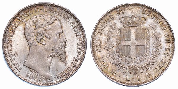 REGNO DI SARDEGNA. VITTORIO EMANUELE II DI SAVOIA, 1849-1861. Lira 1860. Milano.  - Asta Numismatica - Associazione Nazionale - Case d'Asta italiane