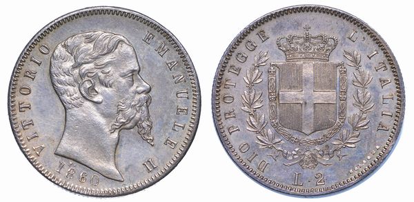 RE ELETTO. VITTORIO EMANUELE II DI SAVOIA, 1859-1861. 2 Lire 1860. Bologna.  - Asta Numismatica - Associazione Nazionale - Case d'Asta italiane