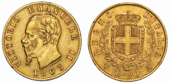 REGNO D'ITALIA. VITTORIO EMANUELE II DI SAVOIA, 1861-1878. 20 Lire 1863. Torino.  - Asta Numismatica - Associazione Nazionale - Case d'Asta italiane