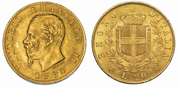 REGNO D'ITALIA. VITTORIO EMANUELE II DI SAVOIA, 1861-1878. 20 Lire 1864. Torino.  - Asta Numismatica - Associazione Nazionale - Case d'Asta italiane