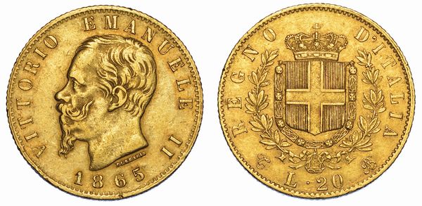 REGNO D'ITALIA. VITTORIO EMANUELE II DI SAVOIA, 1861-1878. 20 Lire 1865. Torino.  - Asta Numismatica - Associazione Nazionale - Case d'Asta italiane