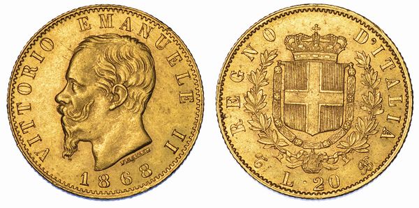 REGNO D'ITALIA. VITTORIO EMANUELE II DI SAVOIA, 1861-1878. 20 Lire 1868. Torino.  - Asta Numismatica - Associazione Nazionale - Case d'Asta italiane