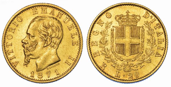 REGNO D'ITALIA. VITTORIO EMANUELE II DI SAVOIA, 1861-1878. 20 Lire 1871. Roma.  - Asta Numismatica - Associazione Nazionale - Case d'Asta italiane