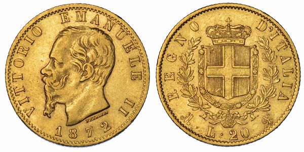 REGNO DITALIA. VITTORIO EMANUELE II DI SAVOIA, 1861-1878. 20 Lire 1872. Milano.  - Asta Numismatica - Associazione Nazionale - Case d'Asta italiane