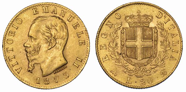 REGNO D'ITALIA. VITTORIO EMANUELE II DI SAVOIA, 1861-1878. 20 Lire 1873. Milano.  - Asta Numismatica - Associazione Nazionale - Case d'Asta italiane