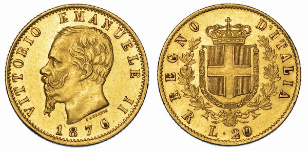 REGNO D'ITALIA. VITTORIO EMANUELE II DI SAVOIA, 1861-1878. 20 Lire 1876. Roma.  - Asta Numismatica - Associazione Nazionale - Case d'Asta italiane