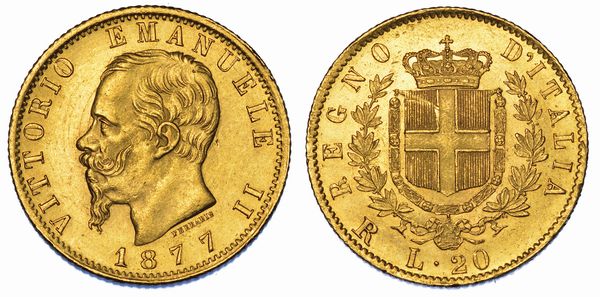 REGNO D'ITALIA. VITTORIO EMANUELE II DI SAVOIA, 1861-1878. 20 Lire 1877. Roma.  - Asta Numismatica - Associazione Nazionale - Case d'Asta italiane