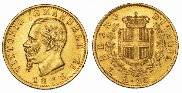 REGNO D'ITALIA. VITTORIO EMANUELE II DI SAVOIA, 1861-1878. 20 Lire 1878. Roma.  - Asta Numismatica - Associazione Nazionale - Case d'Asta italiane