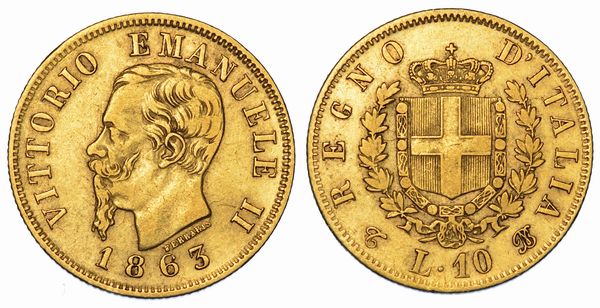 REGNO D'ITALIA. VITTORIO EMANUELE II DI SAVOIA, 1861-1878. 10 Lire 1863. Torino.  - Asta Numismatica - Associazione Nazionale - Case d'Asta italiane