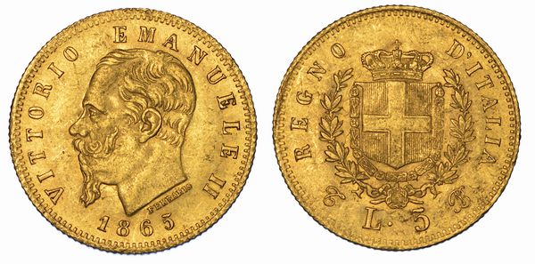 REGNO D'ITALIA. VITTORIO EMANUELE II DI SAVOIA, 1861-1878. 5 Lire 1865. Torino.  - Asta Numismatica - Associazione Nazionale - Case d'Asta italiane