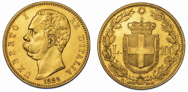 REGNO D'ITALIA. UMBERTO I DI SAVOIA, 1878-1900. 100 Lire 1883.  - Asta Numismatica - Associazione Nazionale - Case d'Asta italiane