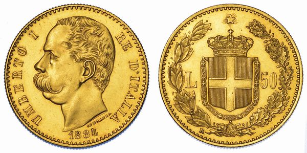 REGNO D'ITALIA. UMBERTO I DI SAVOIA, 1878-1900. 50 Lire 1884.  - Asta Numismatica - Associazione Nazionale - Case d'Asta italiane