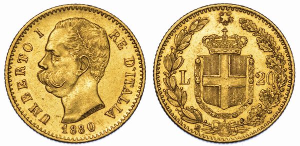 REGNO D'ITALIA. UMBERTO I DI SAVOIA, 1878-1900. 20 Lire 1880.  - Asta Numismatica - Associazione Nazionale - Case d'Asta italiane