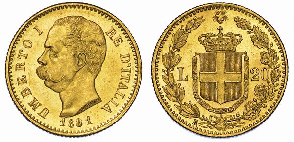 REGNO D'ITALIA. UMBERTO I DI SAVOIA, 1878-1900. 20 Lire 1881.  - Asta Numismatica - Associazione Nazionale - Case d'Asta italiane