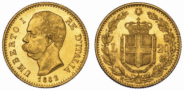 REGNO D'ITALIA. UMBERTO I DI SAVOIA, 1878-1900. 20 Lire 1882.  - Asta Numismatica - Associazione Nazionale - Case d'Asta italiane